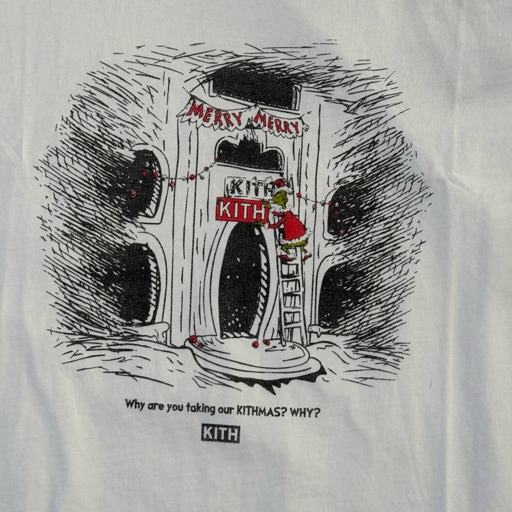 Men's KITH for The Grinch Sign khm032956-101 Vintage Tee White Sz Large New - Picture 2 of 9